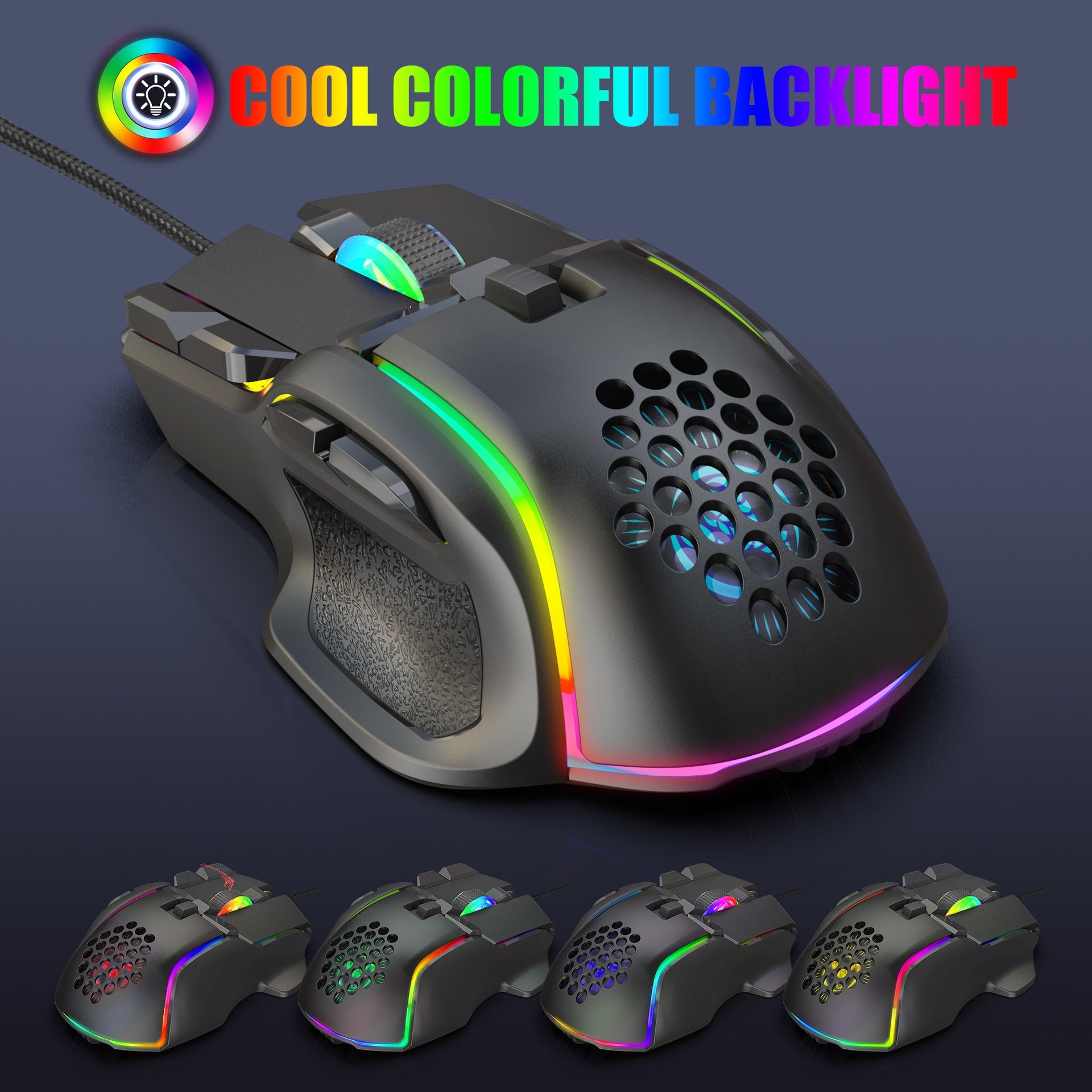 S700 Programmable RGB Gaming Mouse 12800 DPI 10 Keys Macro Mechanical Wired eprolo