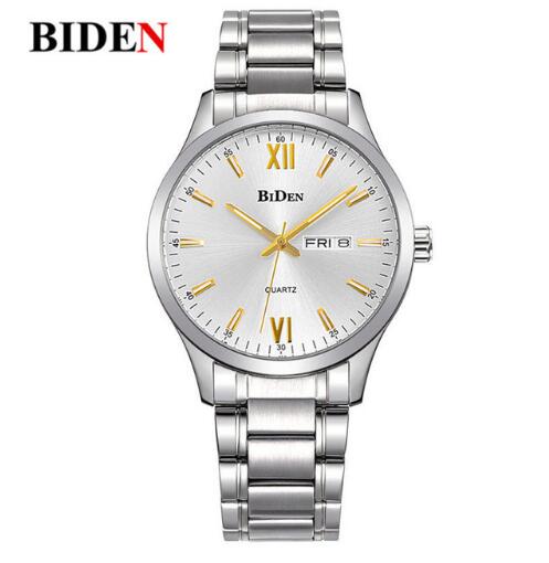 BIDEN 0032 Luxury Men's Quartz Watch Stainless Steel Strap Water Resistant Business eprolo