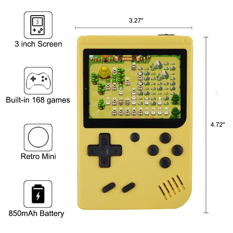 Retro FC Handheld Game Console - 3 Inch, 168 Built-in Games, TV Output eprolo