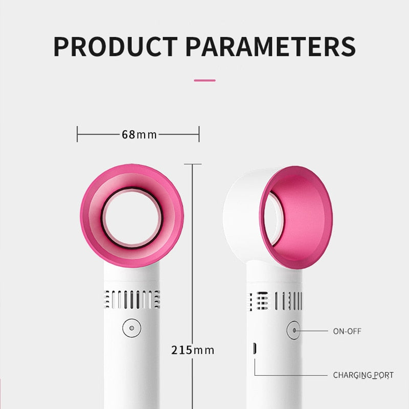 Portable Bladeless Fan USB Rechargeable - 3 Speed, Handheld & Desktop, 1200mAh Battery eprolo
