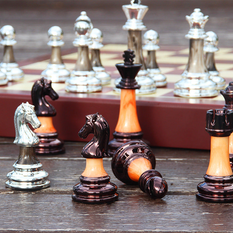 Luxury Metal Acrylic Jade-Look Chess Set with 45cm Board – Gift Ready eprolo