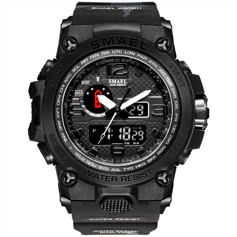 SMAEL 1545D Men's Military Sport Watch - 50m Waterproof, LED Digital Analog, Shock Resistant, Alarm, Stopwatch eprolo
