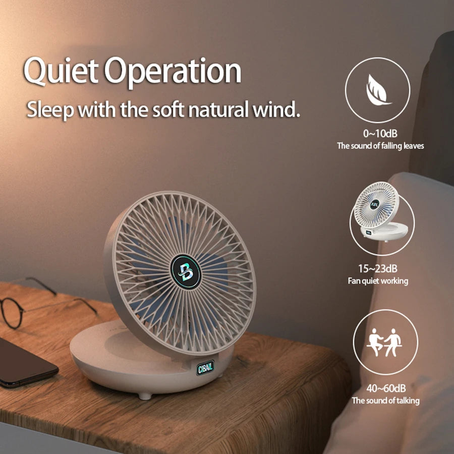 CIBAIL 2-in-1 Folding Desktop & Wall Mounted Fan, Rechargeable, 3 Gears, Quiet, Portable for Home Office eprolo