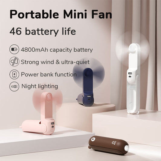 JISULIFE Bear Fan 3-in-1 Portable USB Rechargeable Handheld Fan w/ Power Bank & Flashlight eprolo