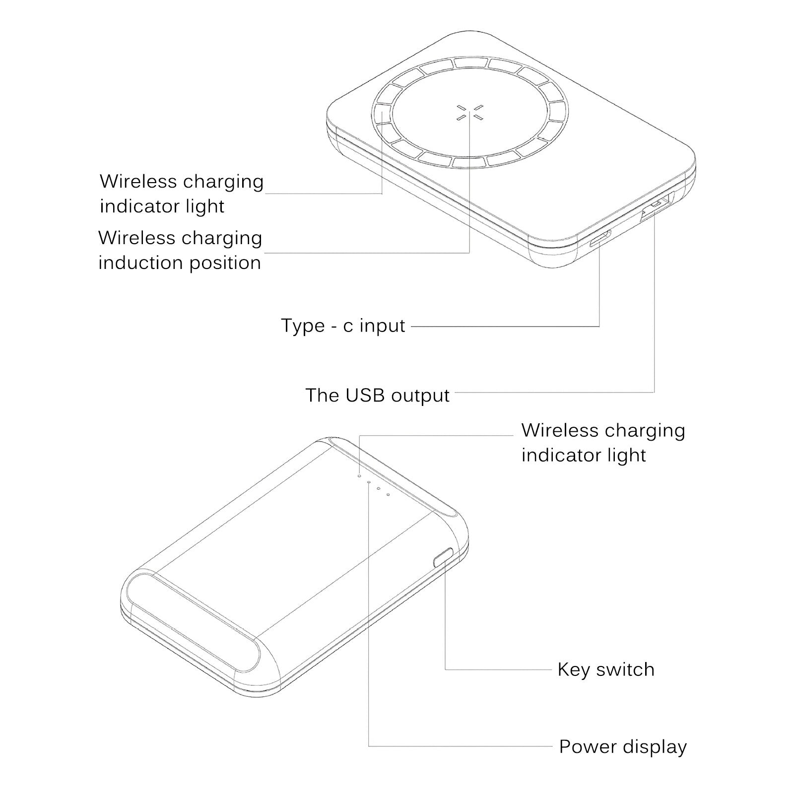 Built-In N52 Magnet Power Bank 5000mAh Portable Wireless Charger w/ LED Display eprolo