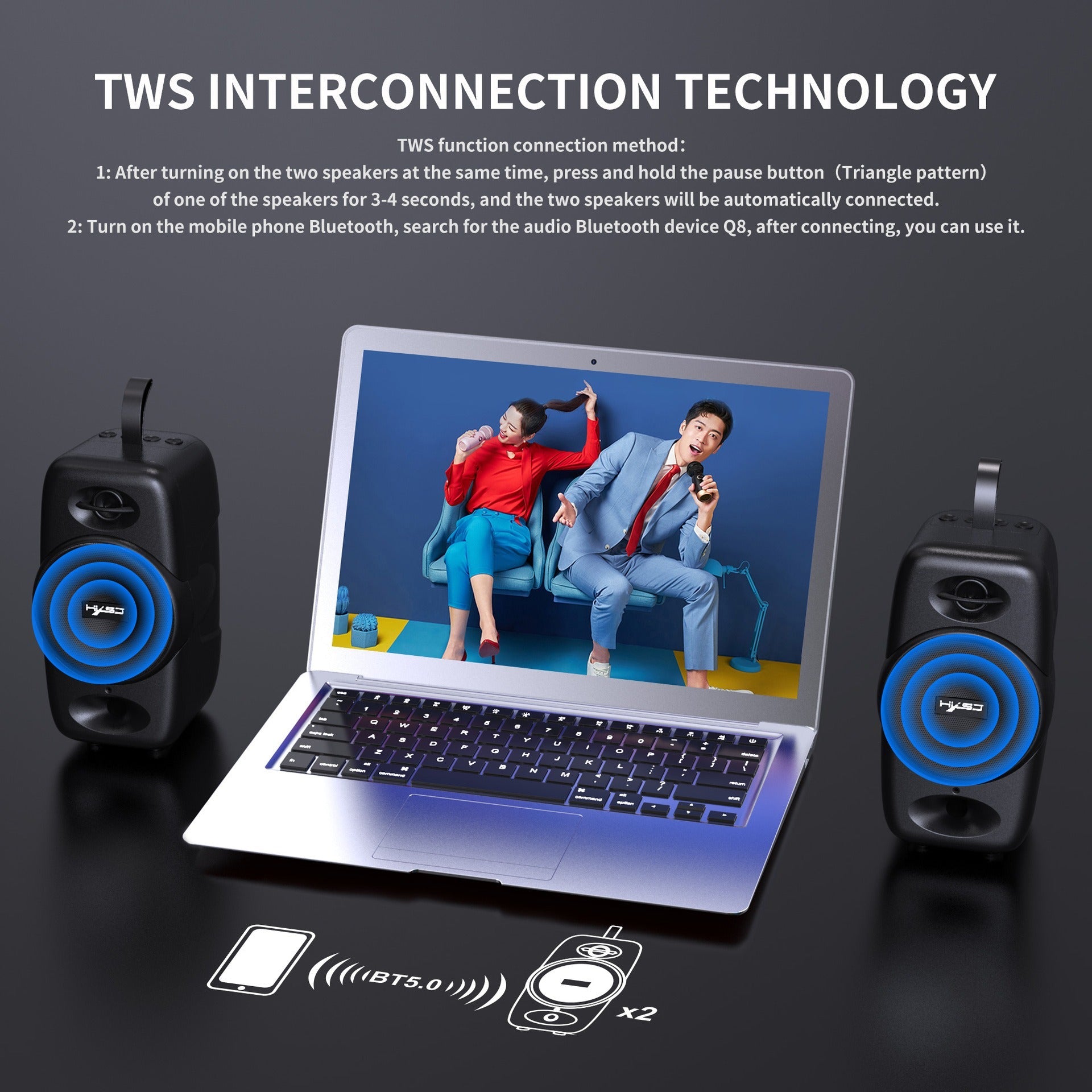 HXSJ R2088 Bluetooth 5.0 Speaker, 10W Portable Wireless Speaker w/ TWS, 2000mAh Battery eprolo