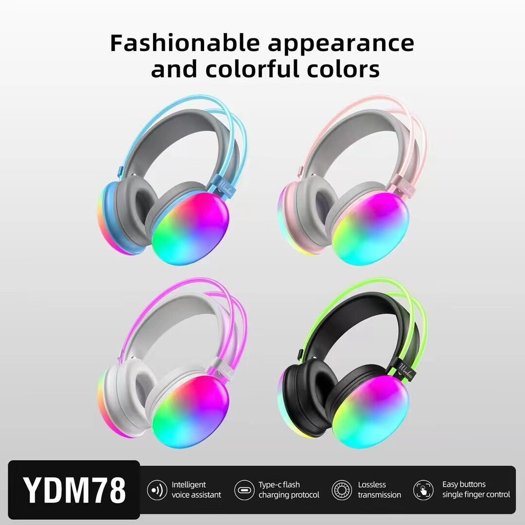 YDM78 Bluetooth 5.3 Gaming Headset, RGB Luminous, HiFi Stereo, 8H+ Battery Life eprolo