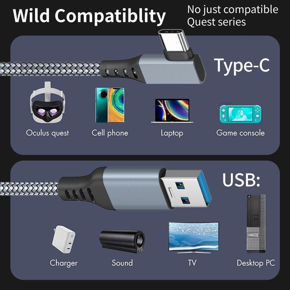 Oculus Quest 2 Link Cable 20FT 16FT 10FT USB-C Fast Charging VR PC Data Cord eprolo