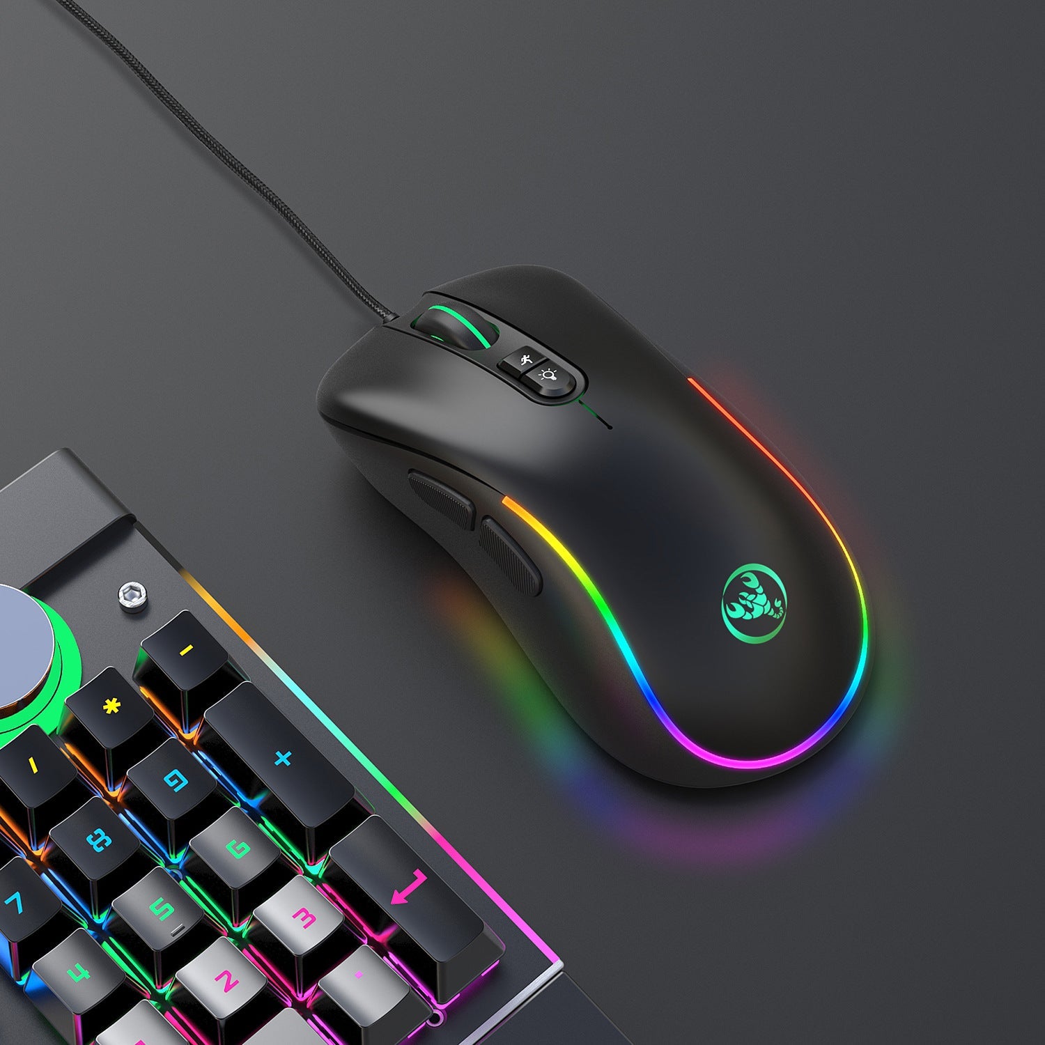 HXSJ J300 RGB Programmable Gaming Mouse, 6400DPI, 7 Buttons, Macro Wired Mouse eprolo