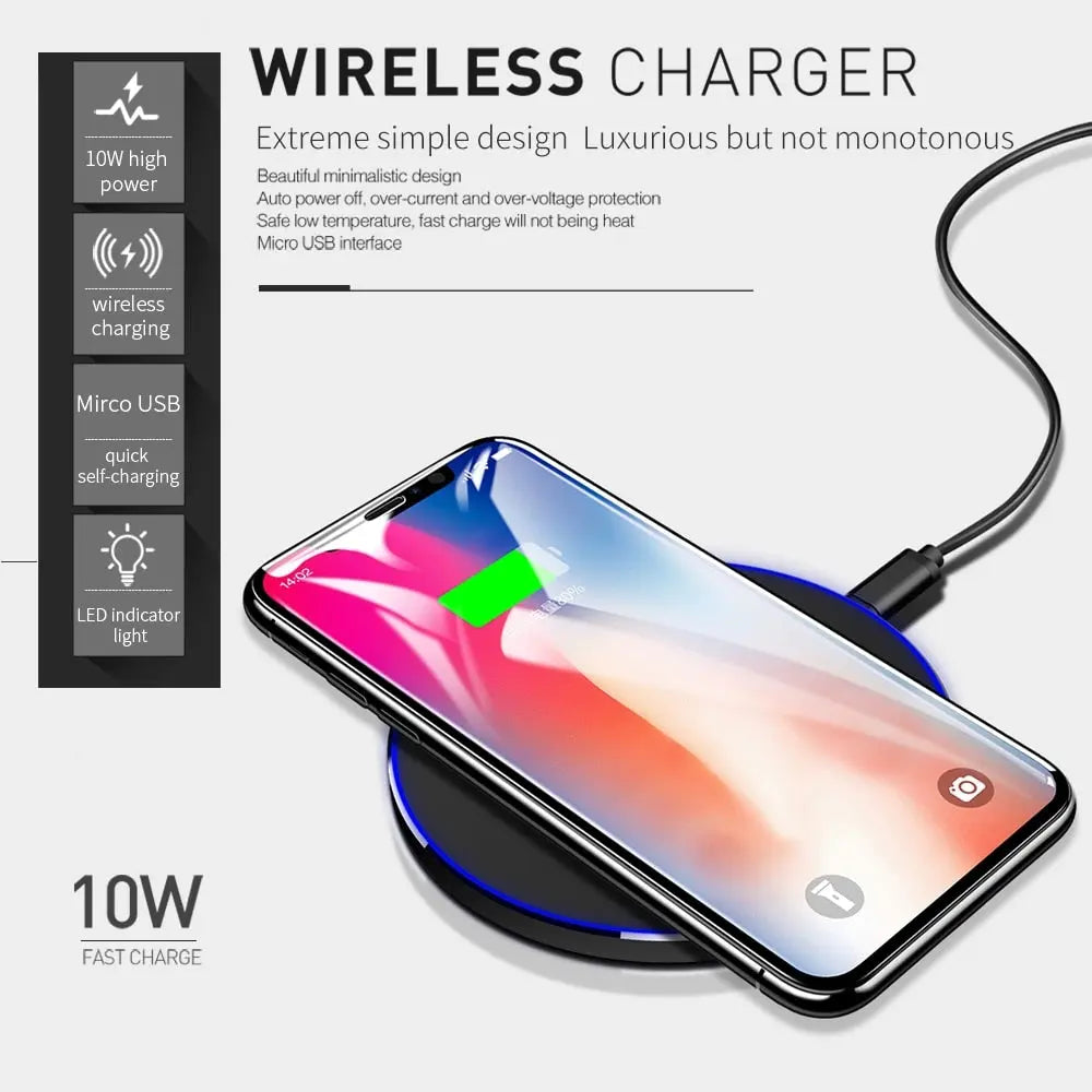 B147 Qi Wireless Charger 10W Fast Charging Pad for iPhone Samsung Huawei LG Nokia with QC3.0 Support Slim Anti-Skid Design LED Indicator, CE FCC RoHS eprolo