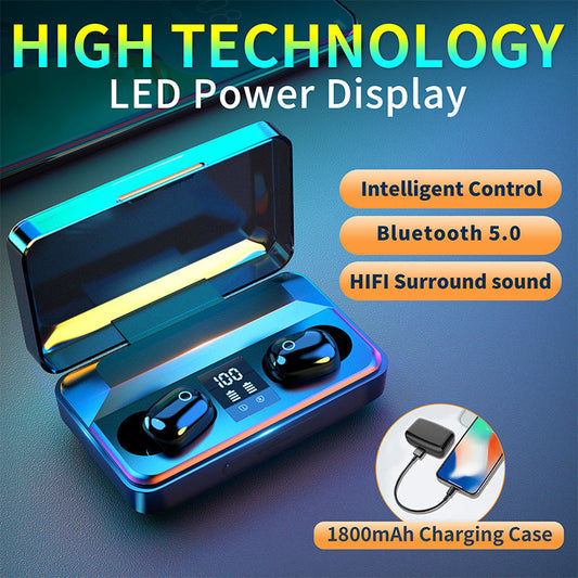 A10S Bluetooth 5.0 Headset TWS LED Display Stereo Earbuds w/ Power Bank eprolo