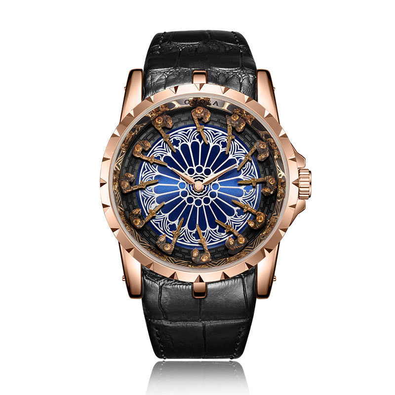 Luxury Knights Round Table Quartz Watch Men's Leather Strap Waterproof eprolo