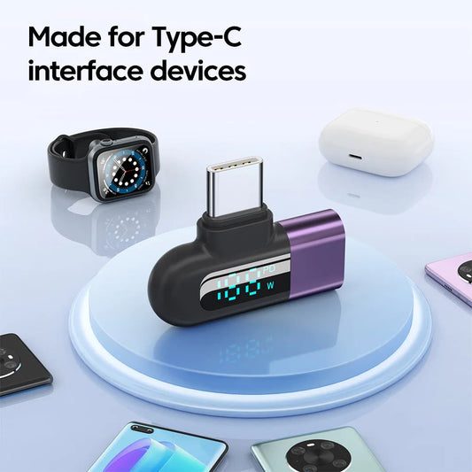 Type-C OTG Elbow Adapter w/ 120W Fast Charging, 6A Digital Display, USB 2.0, 480Mbps Data Transfer eprolo