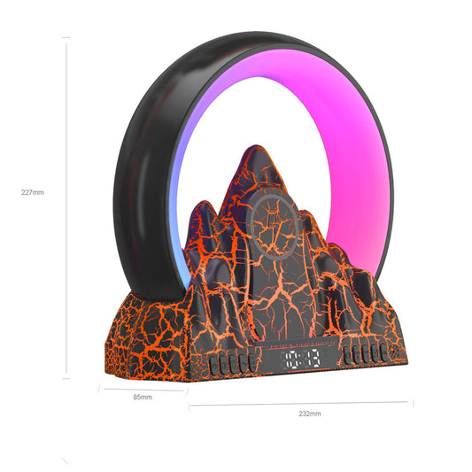 Smart Tuya APP Sunrise Flame Mountain Alarm Clock Night Light with 15W Wireless Charging & Bluetooth Speaker eprolo