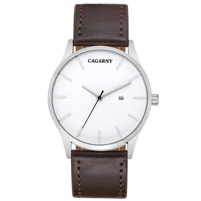 CAGARNY 6850 Military Quartz Watch, Leather Strap, Waterproof Sport Style eprolo