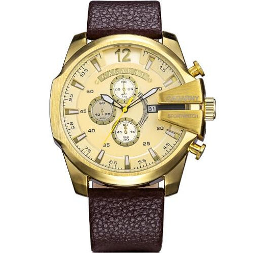 CAGARNY 6839 Men's Military Quartz Watch Stainless Steel Leather Strap Sport eprolo