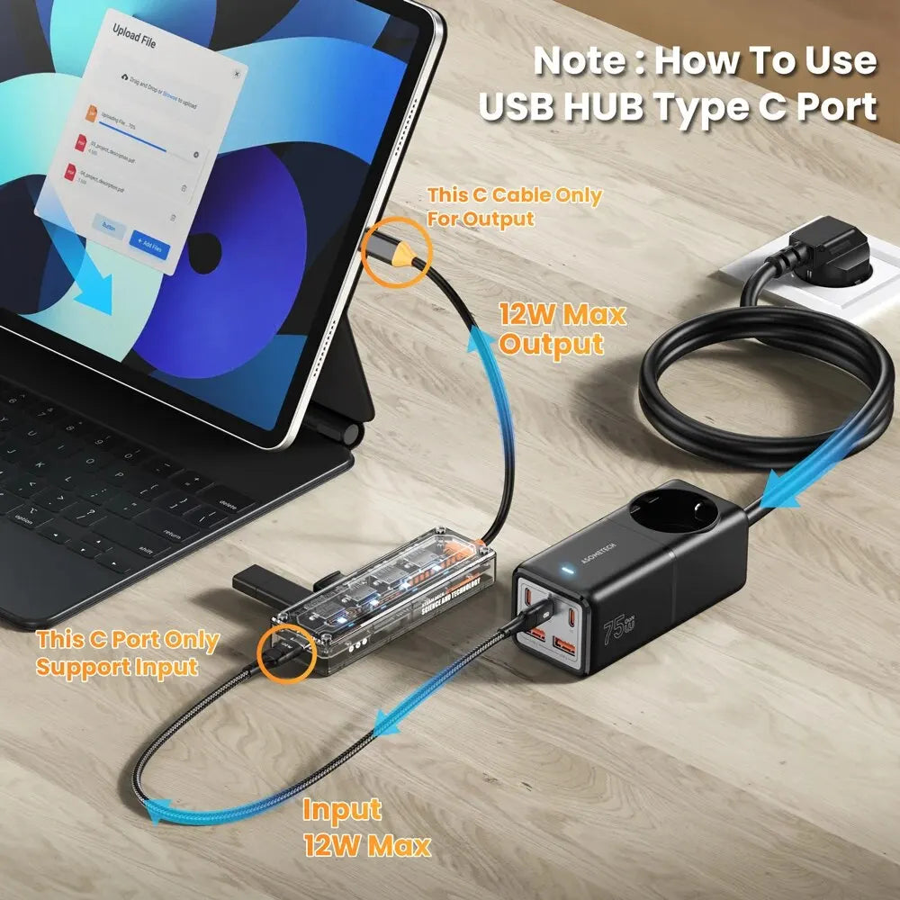 ASOMETECH 4-in-1 USB-C to 4 USB 3.0 Transparent Hub for Mac & More eprolo