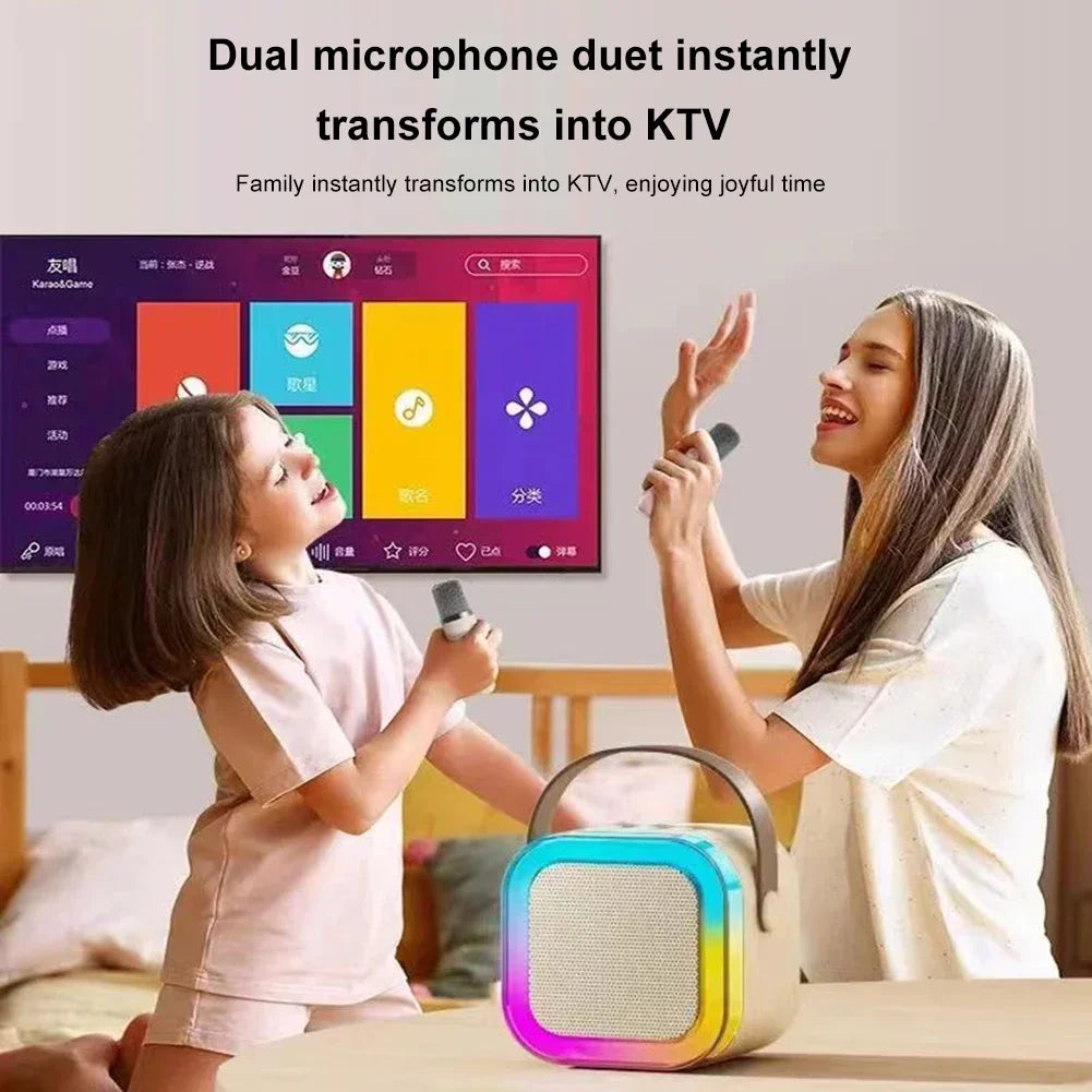 K12 Wireless Karaoke Machine Bluetooth Speaker w/ RGB LED Lights & Microphones eprolo