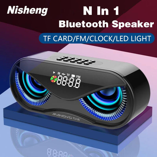 M6 Owl Bluetooth Speaker LED Flash FM Radio Alarm Clock TF Card AUX USB eprolo