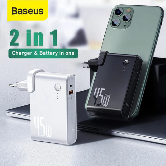 Baseus GaN Power Bank Charger 10000mAh 45W USB-C PD Fast Charging for Phones & Laptops eprolo