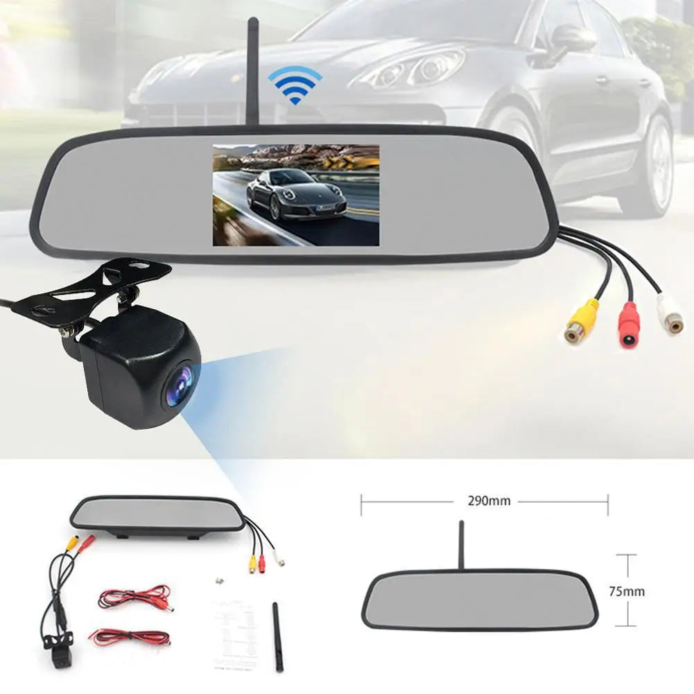 Car Wireless 4.3-Inch Rearview Mirror Reverse Camera System with DVR eprolo