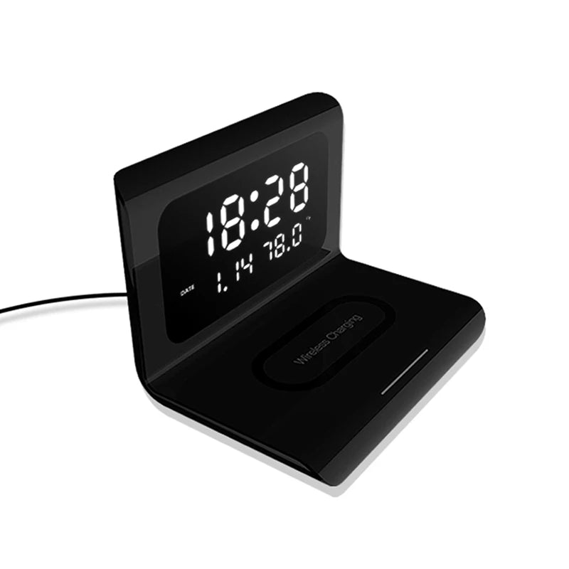 RT1 Qi 10W Wireless Charger Alarm Clock Calendar Temp Display Safe Fast Charge eprolo