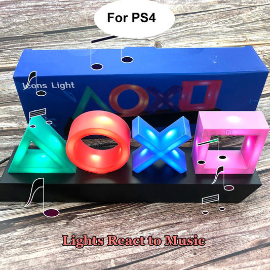 DL001 Voice-Controlled PlayStation Icons LED Light Colorful Game Room Decor USB/Battery Power Supply eprolo