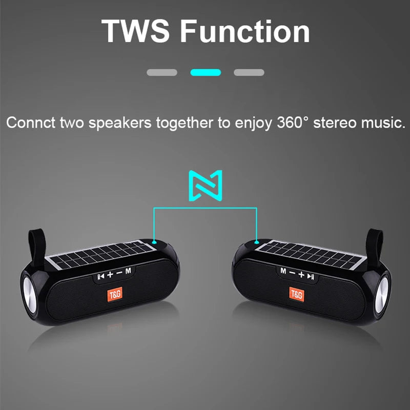 TG-182 Solar Power Bluetooth Speaker, 10W Hi-Fi, TWS, FM, AUX, SD/USB Support eprolo