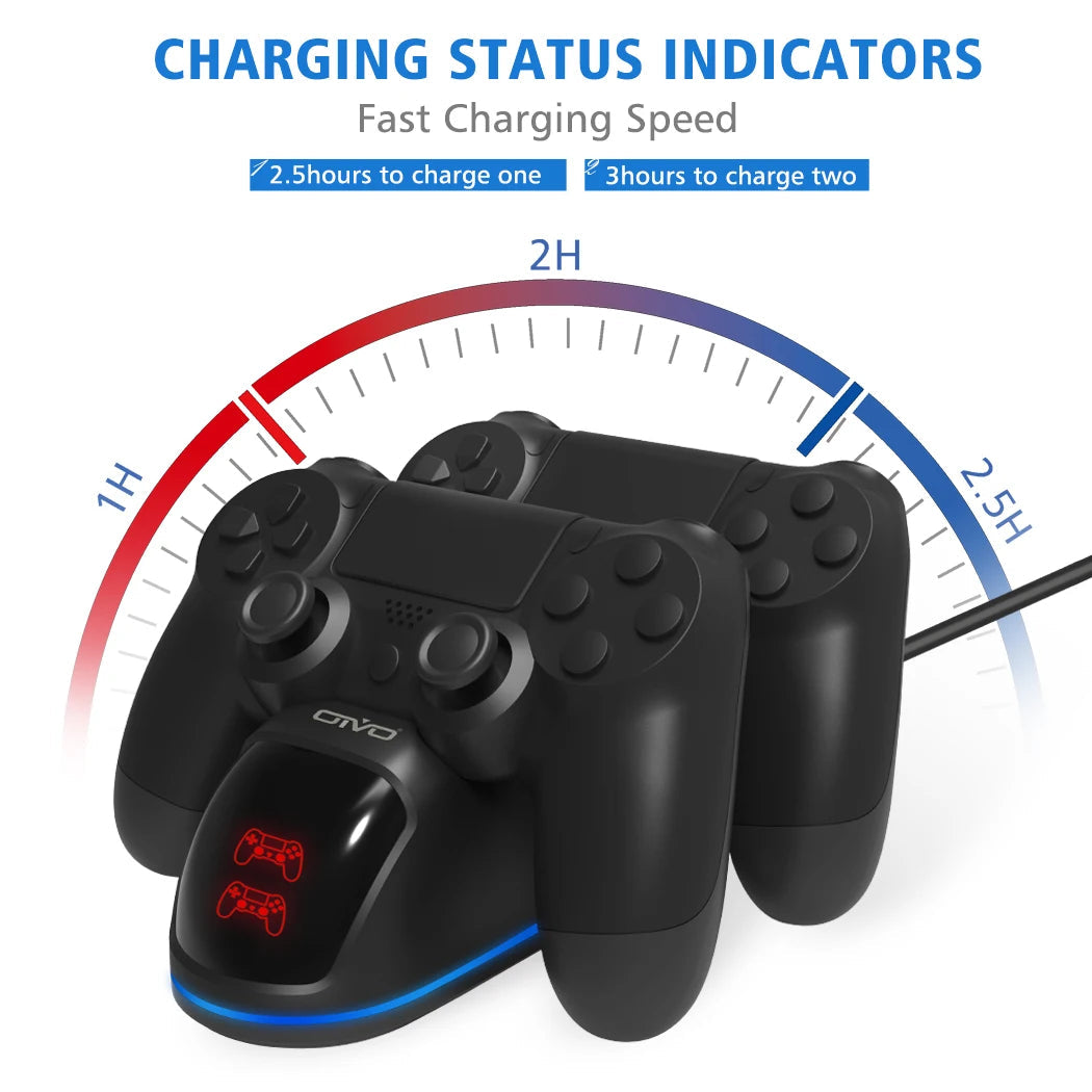 OIVO Fast Dual PS4 Controller Charging Dock w/ LED Status Display for PS4/PS4 Slim/Pro eprolo