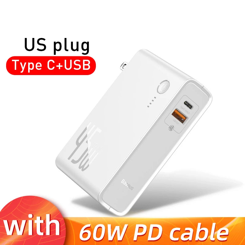 Baseus GaN Power Bank Charger 10000mAh 45W USB-C PD Fast Charging for Phones & Laptops eprolo