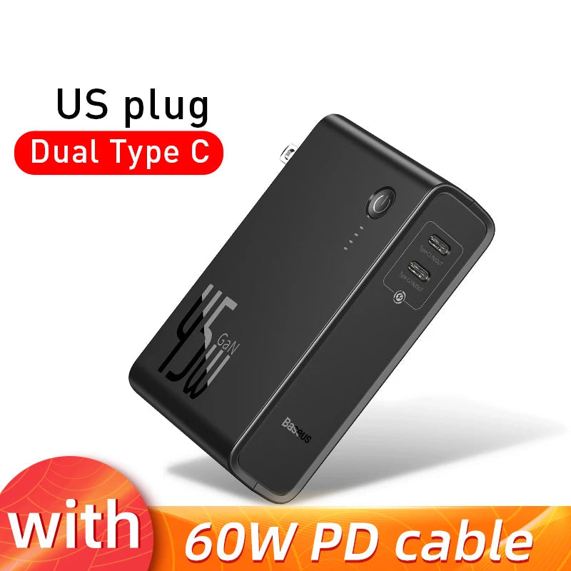 Baseus GaN Power Bank Charger 10000mAh 45W USB-C PD Fast Charging for Phones & Laptops eprolo