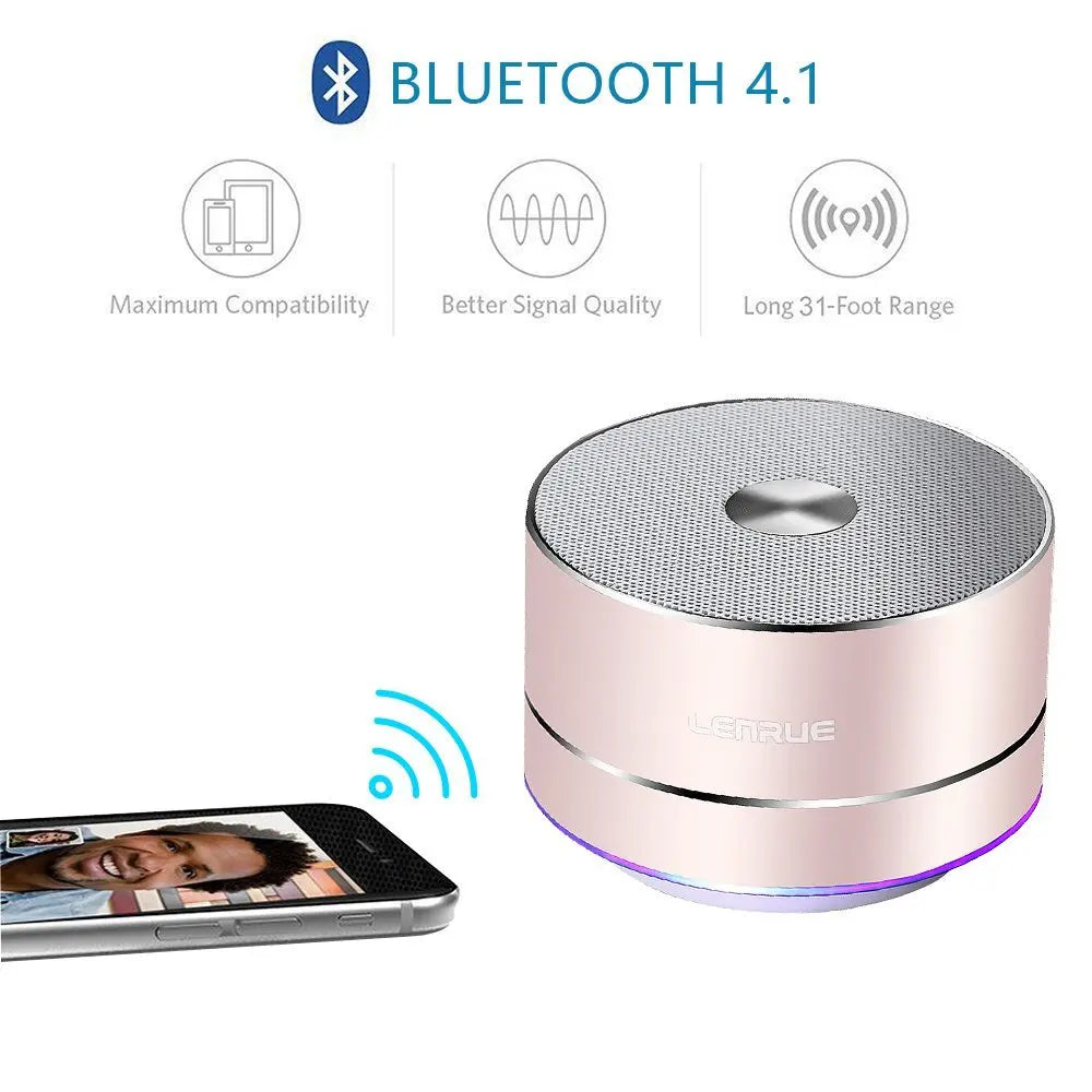 LENRUE Mini Bluetooth 4.1 Speaker w/ LED Light, Mic, 3W, AUX, TF, USB eprolo