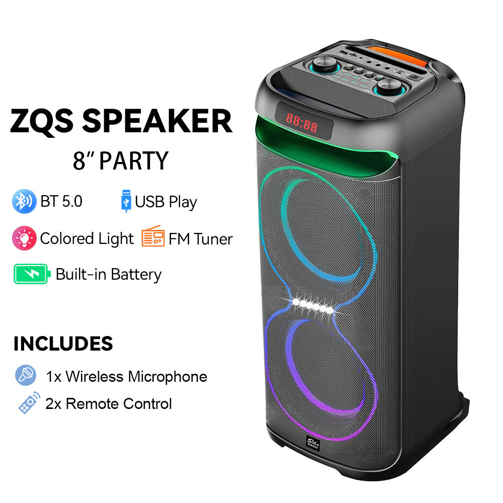Sing-e ZQS8258 High-Power Dual 8-Inch KTV Karaoke Bluetooth Speaker with Wireless Mic & RGB Lights eprolo