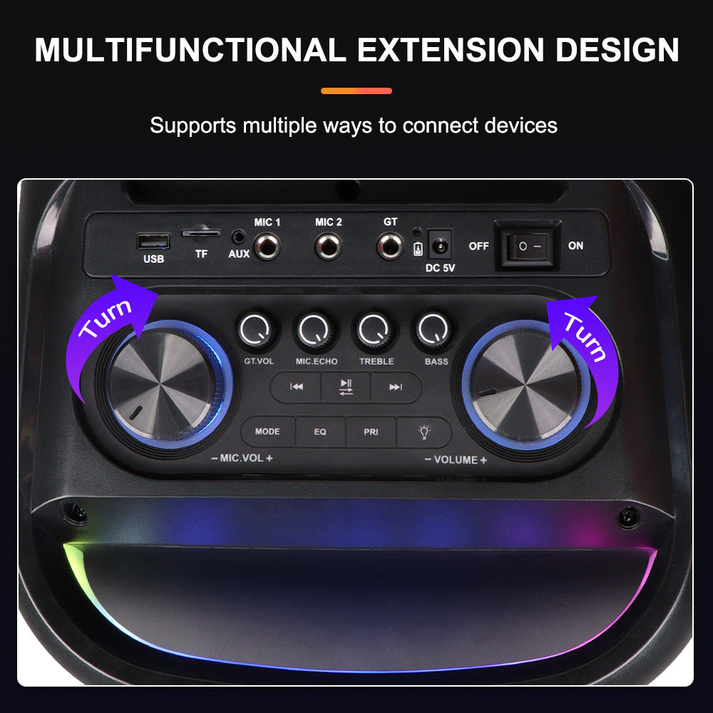 Sing-e ZQS8258 High-Power Dual 8-Inch KTV Karaoke Bluetooth Speaker with Wireless Mic & RGB Lights eprolo