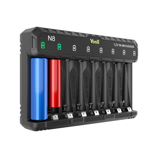 Yonii N8 Smart Battery Charger, 8-Slot Ni-MH/Ni-Cd AA AAA USB-C Fast Charger eprolo
