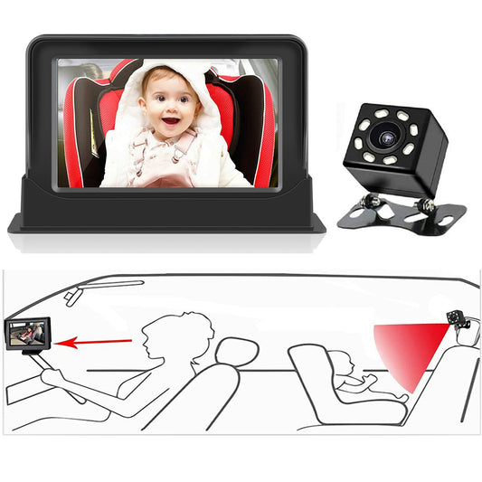 5 Inch AHD Baby Safety Car Rear Seat Camera Monitor with 120° View, 1080P HD Display eprolo